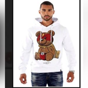 Avenue George V Paris Super Hero Bear Hoodie in White - XL
